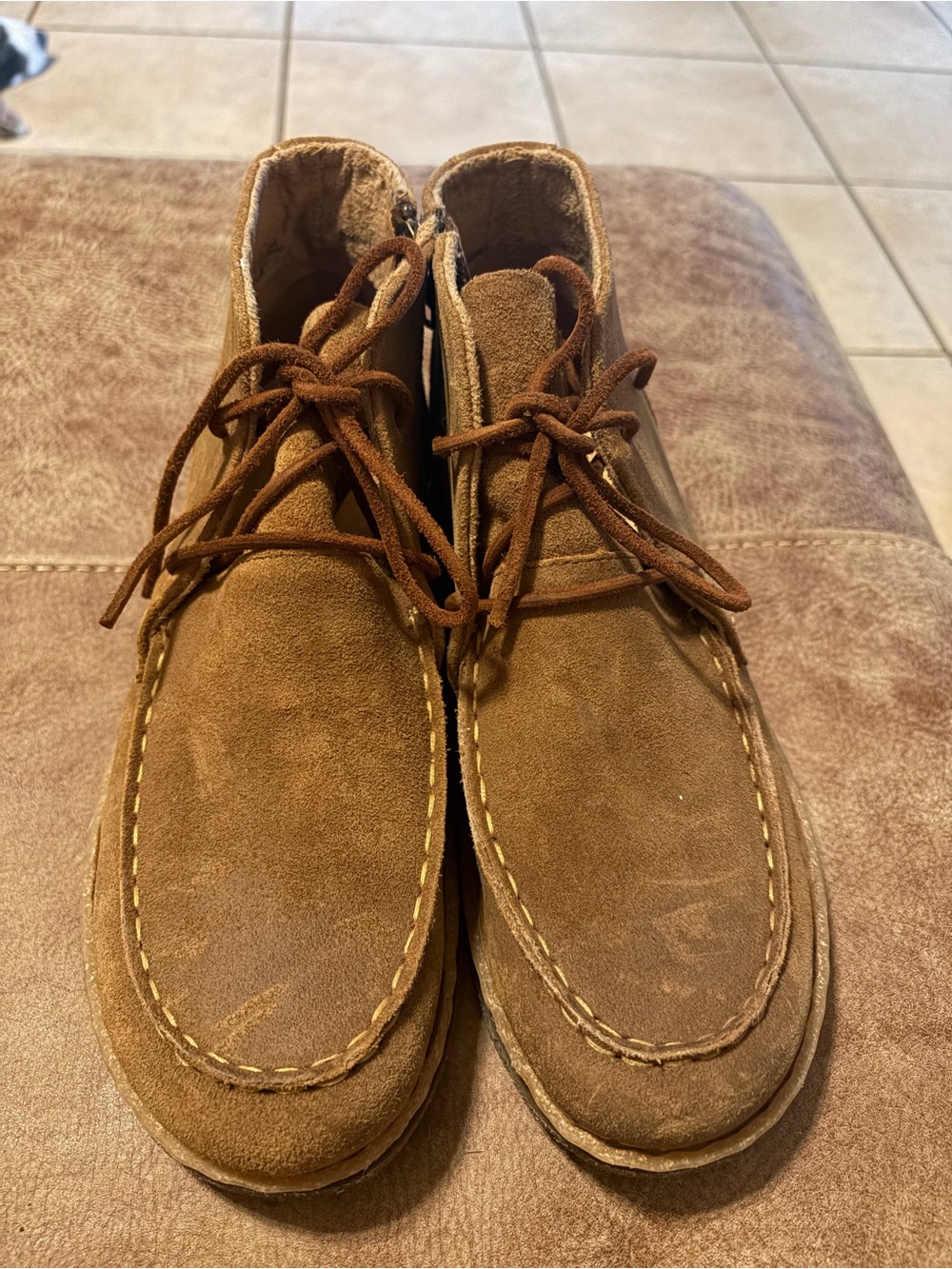 Brown Suede Lace-Up Moccasin Boots